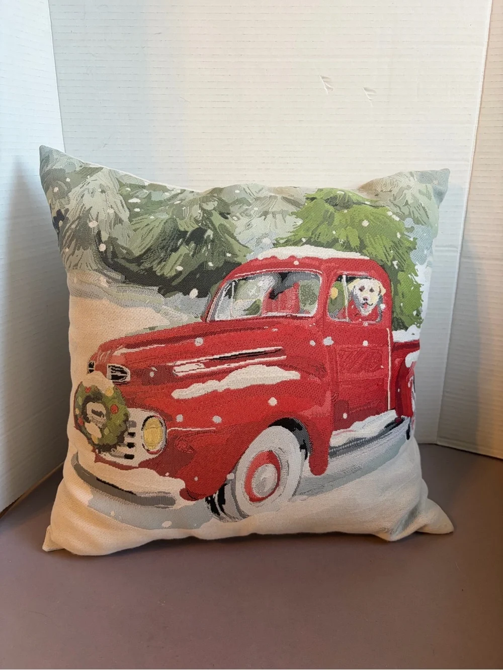 Holiday Red Vintage Truck Decorative Pillow - Brand Not Shown
